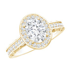 6X8 MM Oval Moissanite Victorian Engagement Ring with Halo D-VS1 - Rosec Jewels