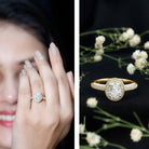 6X8 MM Oval Moissanite Victorian Engagement Ring with Halo D-VS1 - Rosec Jewels