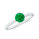 Natural Emerald Promise Ring with Diamond Side Stones AAA - Rosec Jewels