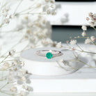 Natural Emerald Promise Ring with Diamond Side Stones AAA - Rosec Jewels