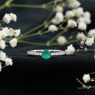 Natural Emerald Promise Ring with Diamond Side Stones AAA - Rosec Jewels