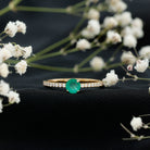 Natural Emerald Promise Ring with Diamond Side Stones AAA - Rosec Jewels