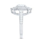 Milgrain Embellished Oval Moissanite Double Halo Engagement Ring D-VS1 - Rosec Jewels