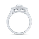 Milgrain Embellished Oval Moissanite Double Halo Engagement Ring D-VS1 - Rosec Jewels