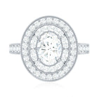 Milgrain Embellished Oval Moissanite Double Halo Engagement Ring D-VS1 - Rosec Jewels