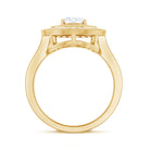Milgrain Embellished Oval Moissanite Double Halo Engagement Ring D-VS1 - Rosec Jewels
