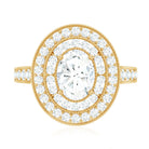 Milgrain Embellished Oval Moissanite Double Halo Engagement Ring D-VS1 - Rosec Jewels
