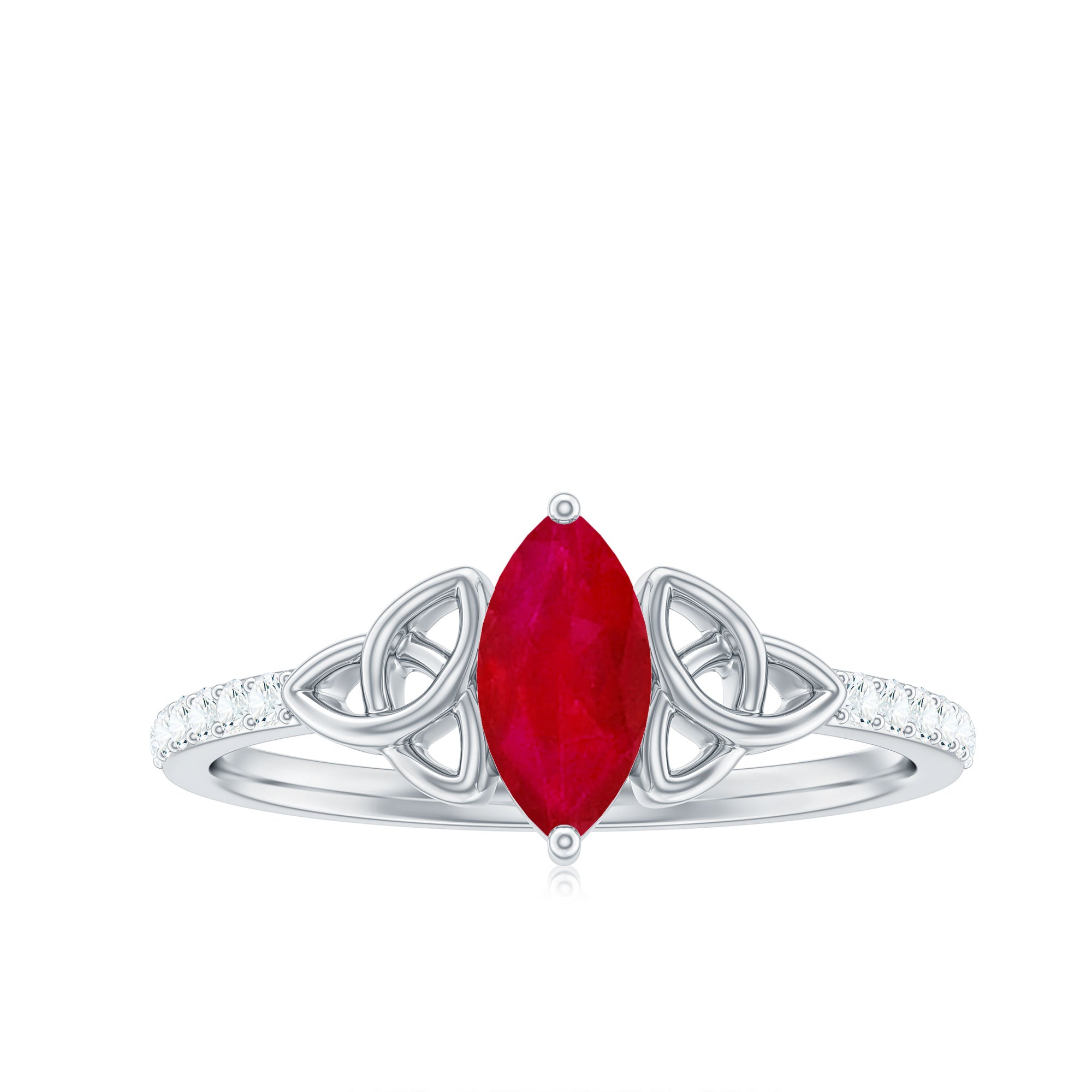 Natural 0.75 Carat Marquise Ruby Diamond Engagement Ring with Celtic Knot AAA - Rosec Jewels