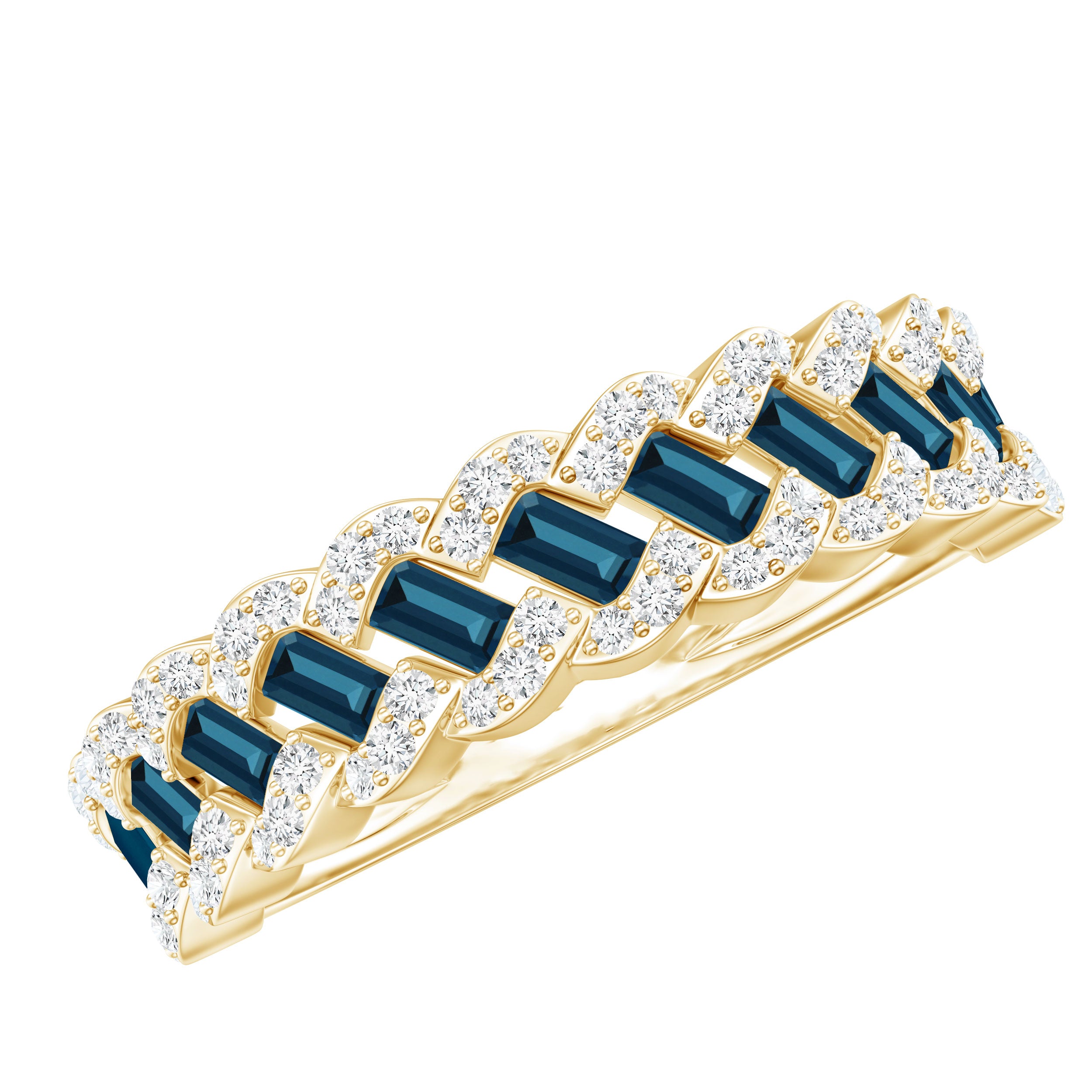Real London Blue Topaz and Diamond Wedding Ring For Women AAA - Rosec Jewels