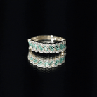 Baguette Emerald and Diamond Braided Half Eternity Band Ring AAA - Rosec Jewels