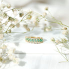 Baguette Emerald and Diamond Braided Half Eternity Band Ring AAA - Rosec Jewels