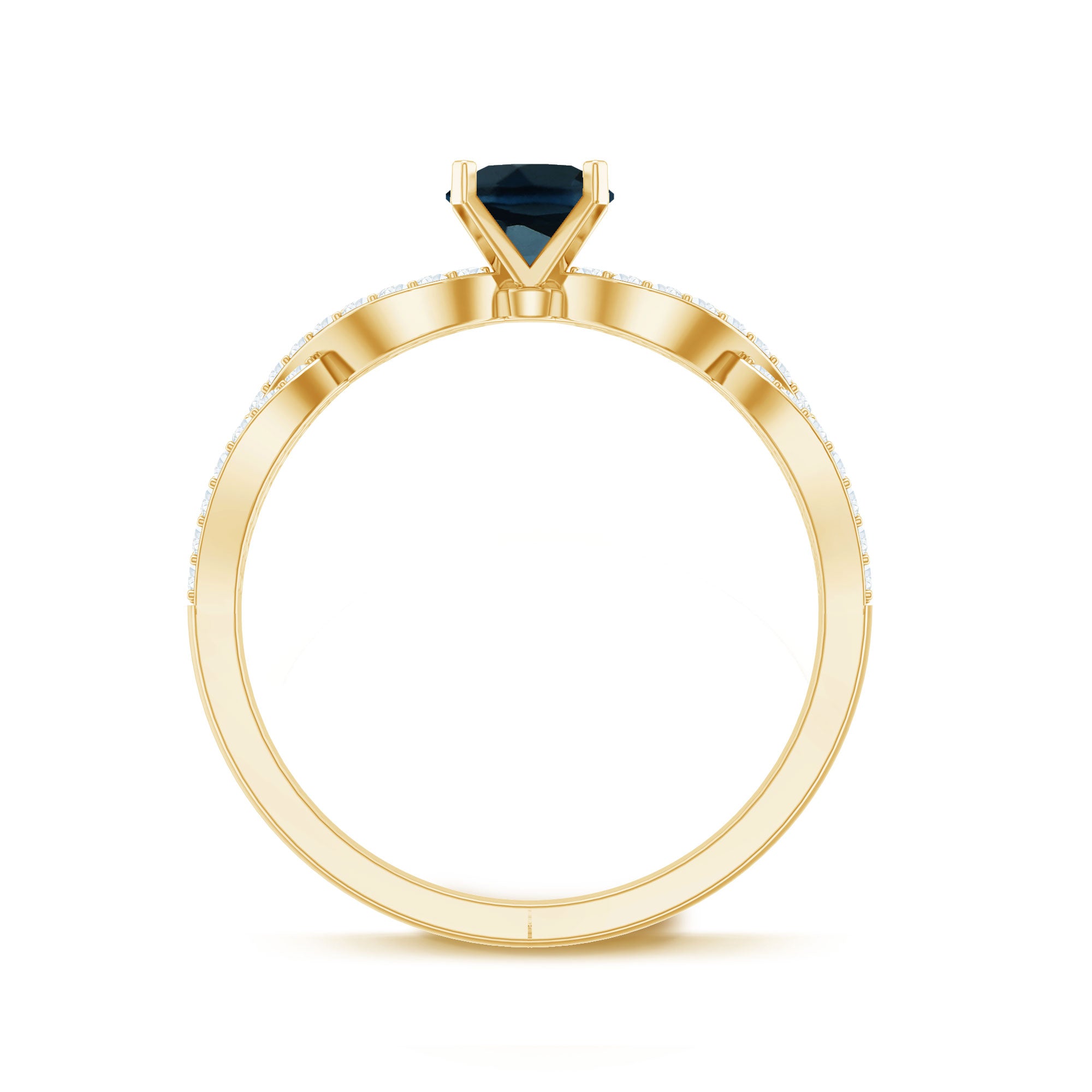 Round Blue Topaz Infinity Engagement Ring with Diamonds AAA - Rosec Jewels