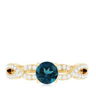 Round Blue Topaz Infinity Engagement Ring with Diamonds AAA - Rosec Jewels