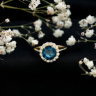 2 Carat Round London Blue Topaz Classic Engagement Ring with Diamond Halo AAA - Rosec Jewels