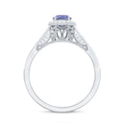 Vintage Style Tanzanite Engagement Ring with Diamond Halo AAA - Rosec Jewels