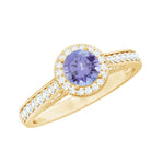 Vintage Style Tanzanite Engagement Ring with Diamond Halo AAA - Rosec Jewels