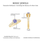 Vintage Style Tanzanite Engagement Ring with Diamond Halo AAA - Rosec Jewels