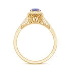 Vintage Style Tanzanite Engagement Ring with Diamond Halo AAA - Rosec Jewels