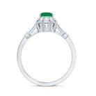 Vintage Inspired Emerald Engagement Ring with Diamond AAA - Rosec Jewels