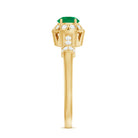 Vintage Inspired Emerald Engagement Ring with Diamond AAA - Rosec Jewels