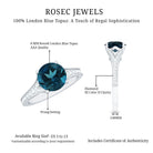 Natural London Blue Topaz and Diamond Engagement Ring AAA - Rosec Jewels