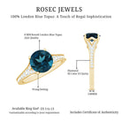 Natural London Blue Topaz and Diamond Engagement Ring AAA - Rosec Jewels