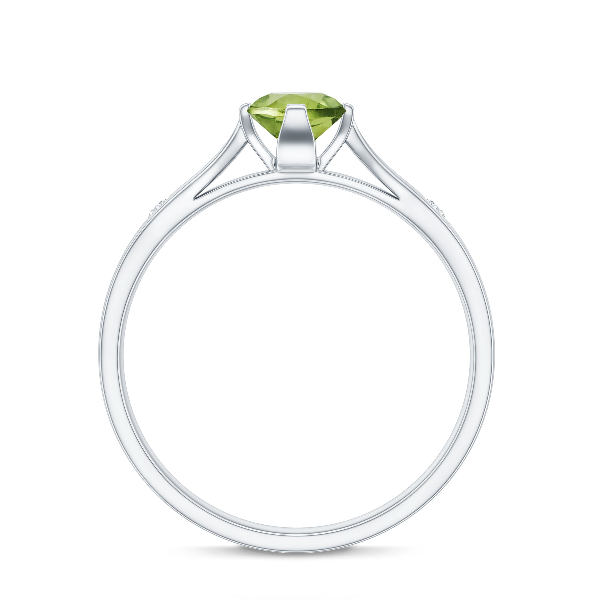 Natural 0.5 Carat Peridot Promise Ring with Diamond AAA - Rosec Jewels