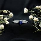 Natural 0.9 Carat Blue Sapphire Engagement Ring with Diamond AAA - Rosec Jewels