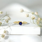Natural 0.9 Carat Blue Sapphire Engagement Ring with Diamond AAA - Rosec Jewels