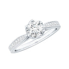 Rosec Jewels-Lotus Basket Set Moissanite Solitaire Engagement Ring for Women