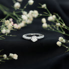 Rosec Jewels-Lotus Basket Set Moissanite Solitaire Engagement Ring for Women
