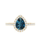 5X7 mm Pear Shape London Blue Topaz Teardrop Engagement Ring with Diamond Halo AAA - Rosec Jewels