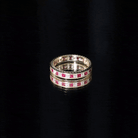 Certified Natural Princess Cut Ruby Eternity Ring with Moissanite AAA - Rosec Jewels