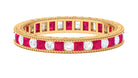 Certified Natural Princess Cut Ruby Eternity Ring with Moissanite AAA - Rosec Jewels
