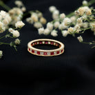 Certified Natural Princess Cut Ruby Eternity Ring with Moissanite AAA - Rosec Jewels