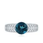 7mm Round London Blue Topaz Solitaire Engagement Ring with Certificate AAA - Rosec Jewels