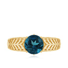 7mm Round London Blue Topaz Solitaire Engagement Ring with Certificate AAA - Rosec Jewels