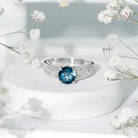 7mm Round London Blue Topaz Vintage Engagement Ring with Celtic Style Band AAA - Rosec Jewels