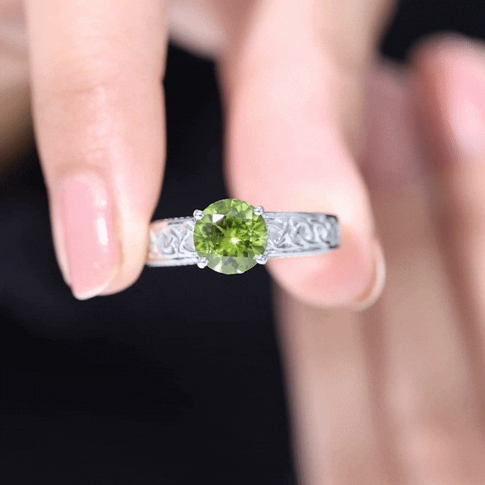 Real 2 Carat Peridot Celtic Knot Engagement Ring with Surprise Diamond AAA - Rosec Jewels