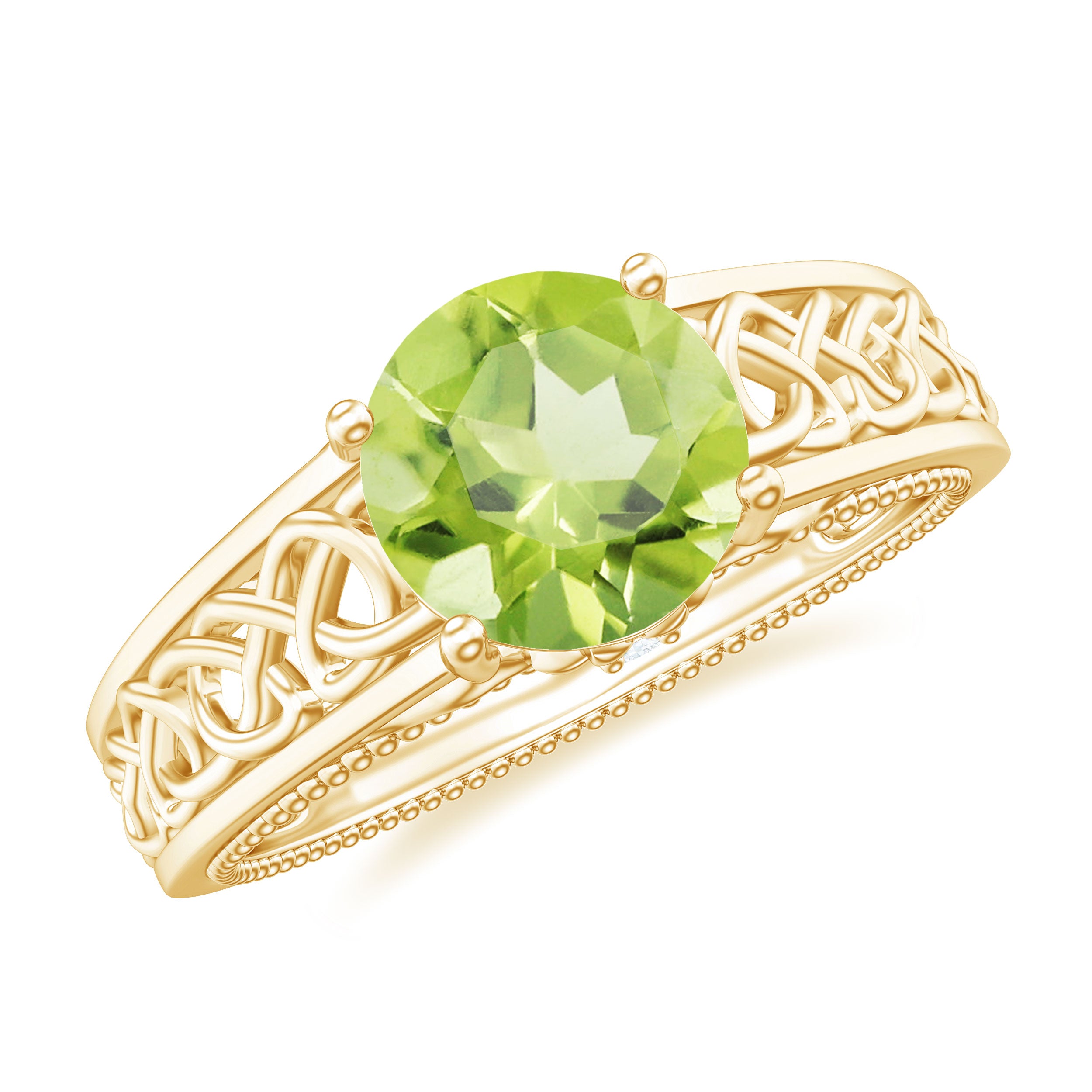 Real 2 Carat Peridot Celtic Knot Engagement Ring with Surprise Diamond AAA - Rosec Jewels