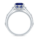 Nature Inspired 2.7 Carat Lab Grown Blue Sapphire Engagement Ring with Diamond AAAA - Rosec Jewels