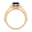 Nature Inspired 2.7 Carat Lab Grown Blue Sapphire Engagement Ring with Diamond AAAA - Rosec Jewels