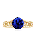 Nature Inspired 2.7 Carat Lab Grown Blue Sapphire Engagement Ring with Diamond AAAA - Rosec Jewels