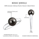 Handpicked Natural Black Pearl Solitaire Engagement Ring With Certificate AAA - Rosec Jewels