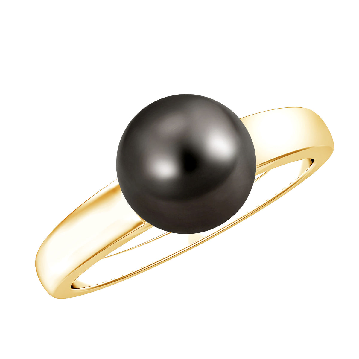 Handpicked Natural Black Pearl Solitaire Engagement Ring With Certificate AAA - Rosec Jewels
