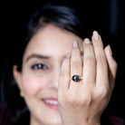 Handpicked Natural Black Pearl Solitaire Engagement Ring With Certificate AAA - Rosec Jewels