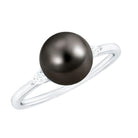 Rosec Jewels-Round Tahitian Pearl Solitaire Engagement Ring with Moissanite