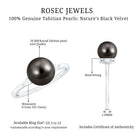 Rosec Jewels-Round Tahitian Pearl Solitaire Engagement Ring with Moissanite