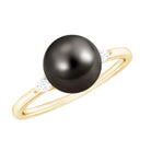 Rosec Jewels-Round Tahitian Pearl Solitaire Engagement Ring with Moissanite