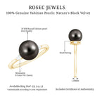 Rosec Jewels-Round Tahitian Pearl Solitaire Engagement Ring with Moissanite